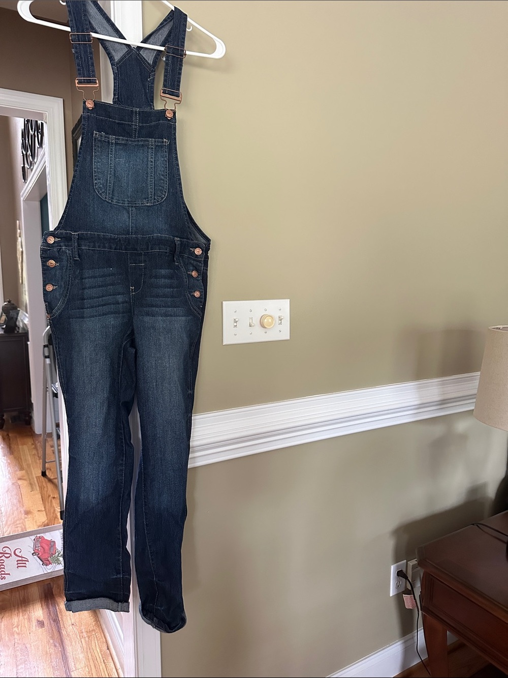 Dark Wash Denim Overalls - Blue